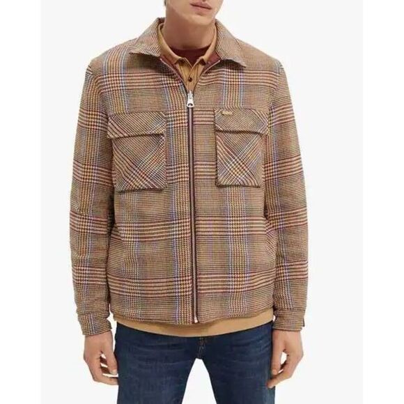 SCOTCH & SODA Reversible Plaid Quilted Jacket Large Barn Coat - Picture 1 of 13